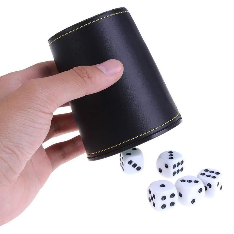 JurciCat 5 Leather Dice Cups Set Including 5 Leather Dice