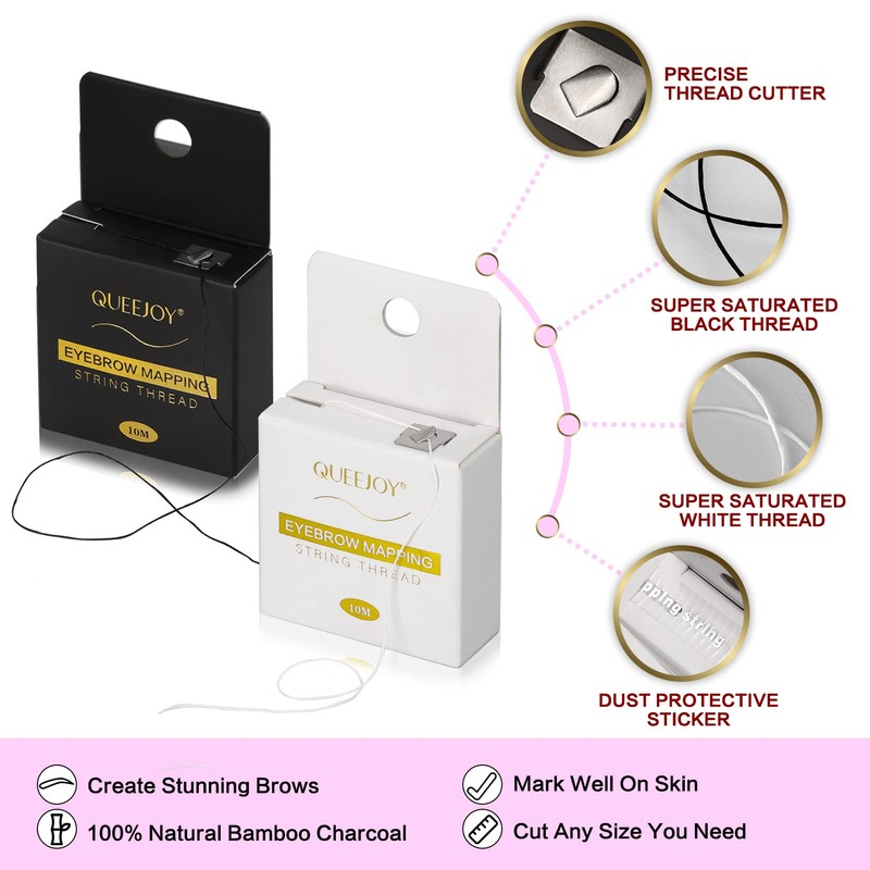 Brow Mapping Kit includes 10m X Black&White Mapping String, 50pcs