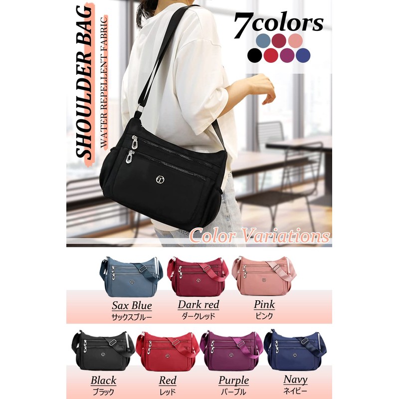 T.Y.ryanryan Women's Shoulder Bag, Lightweight Nylon Crossbody Bag, red (dark