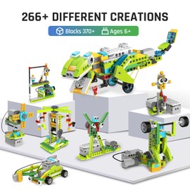 makerzoid Coding Robot Toy for Kids 6+, 100+ in 1 APP Control Robots Building Toys, Programmable Scratch Coding Kit with 23 Video Courses,Birthday Toy for Kids (370 Blocks)