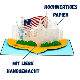 Liebessa 3D Pop Up Card - I Love New York NYC, USA, Travel Voucher, Travel Greeting Card (NYC - New York City)