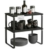 Spice Rack Set of 2 Bamboo and Metal Kitchen Organiser
