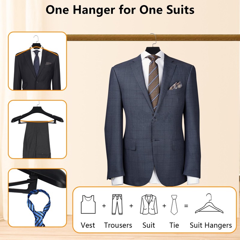 Plastic Extra Wide Suit Hangers, Pack of 15, Width: 17.7",Notched