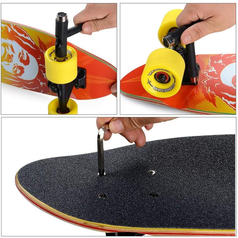 All-in-One Skateboard Tool, Multifunctional Skateboard Maintenance, Allen Wrench, T-Shaped Spanner,