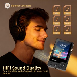 iRive3 MP3 Player Clear HiFi Stereo Sound 32GB Bluetooth Music Player with FM Radio Voice Recorder Expandable up to 128GB