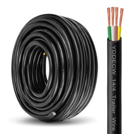 4 Way Trailer Wire - 14 Gauge 4 Conductor 75FT Pure Copper Heavy Duty Cable Extension Rv Trailer Wiring Cord Insulated 14/4 Cable for Rv and Automotive