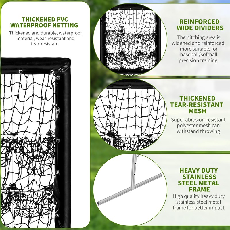 Pitching Net, 9 Hole Pitching Net with Strike Zone Baseball