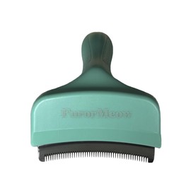FurorMeow Pet Deshedding Tool with Curve Blade, Cat Grooming Brush, Tight V-shaped Teeth Shedding Comb for Cat and Small Dog Large Green (Green, Small)