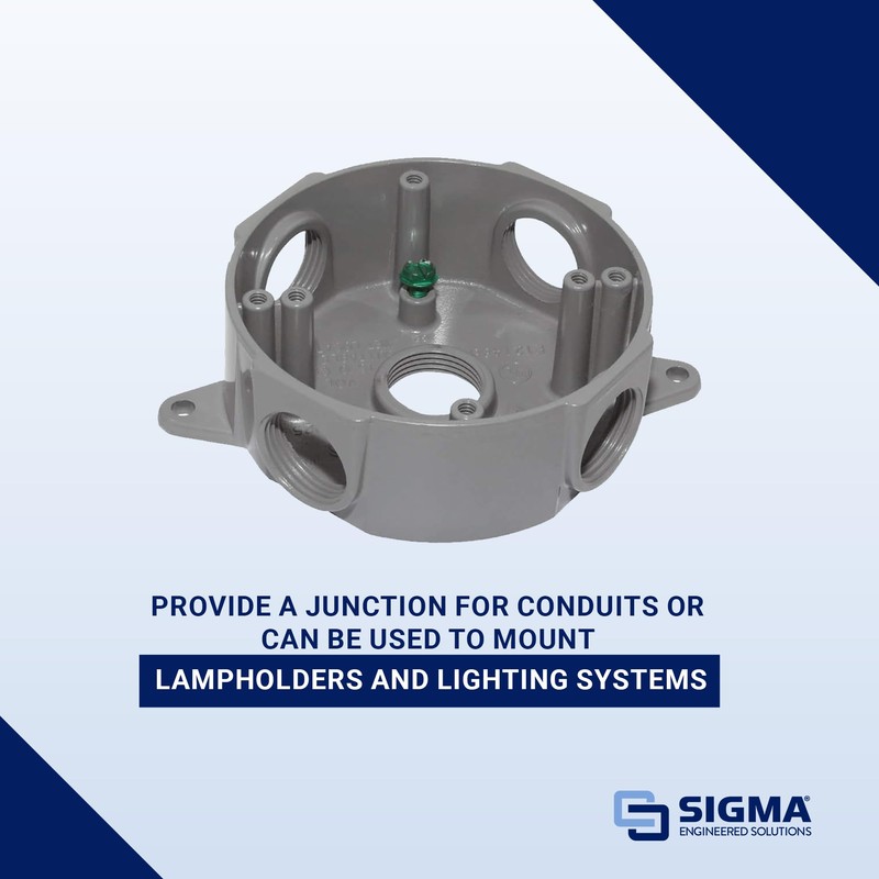 SIGMA ENGINEERED SOLUTIONS 143854 Round Metal Electrical Outlet Box, Weatherproof,