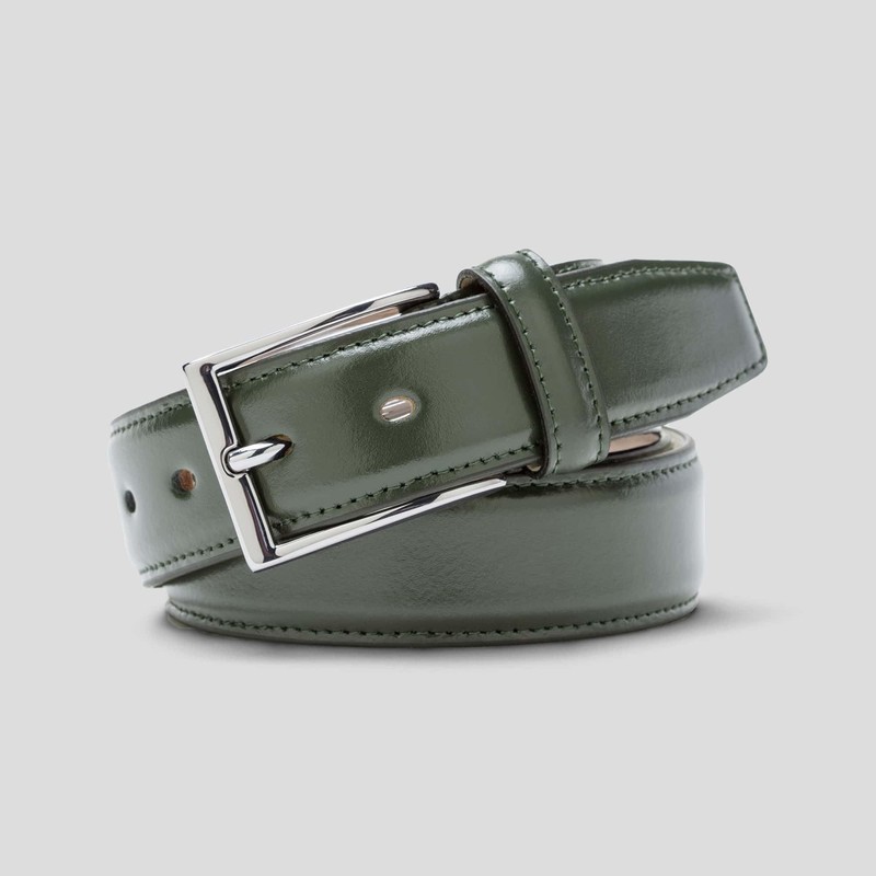 MEYER Stretch Leather Belt, dark green