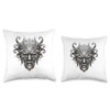 Scary Silver Yokai Oni Mask Japanese Anime Warrior Throw Pillow