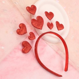 SeBneny Glitter Heart Headband for Women Girls Valentine's Day Heart Head Bopper Red Love-shaped Hair Band Party Tiara Headband Valentine's Day Hair Accessories (red, 1 Count (Pack of 1))