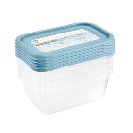 keeeper Mia Magic Ice 5-Piece Freezer Container Set, Rewritable Lid, 5 x 500 ml, 15.5 x 10.5 x 6 cm, Nordic Blue
