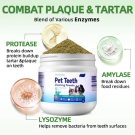 Dog Teeth Cleaning Powder, Dog Dental Powder and Cats Breath Freshener, Plaque Off Pet Tooth Cleaning lab co, Bad Breath & Tartar Remover for Dogs, Dog Teeth Cleaning with Enzymes- 60-Day Supply