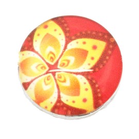 Red and Yellow Flower DesignGlass Chunk Charm Button Fits Chunk Bracelet 18mm for Noosa Style Bracelets