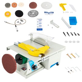 Table Saw, Gem Jade Grinder Polisher for Cutting Rocks, Rock Cutting Saw with Blade, Adjustable Speed Cutting Machine 800-10000rpm, Lapidary Saw for Cutting Grinding Engraving Polishing Drilling