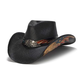 Stampede Hats Men's Eagle Spirit 2 Vintage Eagle USA Cowboy Hat (XL) Black