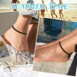 Cuban Chain Anklet Black Cute Anklets Stainless Steel Ankle Braclets Foot Jewelry for Men Summer Anklets