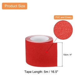 uxcell Non Skid Tape 4 in x 16.5 ft Waterproof Frosted Non Slip Grid Tape Self-Adhesive Backing for Stairs Treads, Hardwood Floor, Indoor and Outdoor Steps, Red