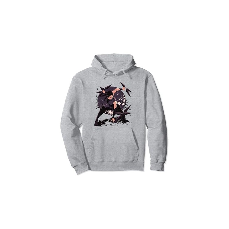 Edgy Anime Character With Weapons Pullover Hoodie
