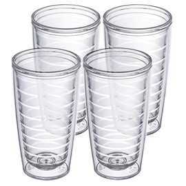 Homestead Choice - Vasos aislados de plástico de 16 onzas que mantienen las bebidas frías y calientes, paquete de 4 vasos de doble pared aislados tran