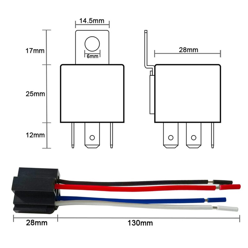 Aiqeer 4 Pin Car Relay, 24V 40A SPST Automotive Relay