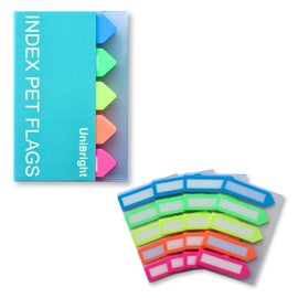 UniBright Sticky Tabs, with Carry-On Clip and Anti Fall-Off Design, 5 Colors 4 Sets, 500 Pcs, Use as Annotation Tabs, Book Tabs, Notebook Tabs, Page Markers, Page Tabs and Page Flags