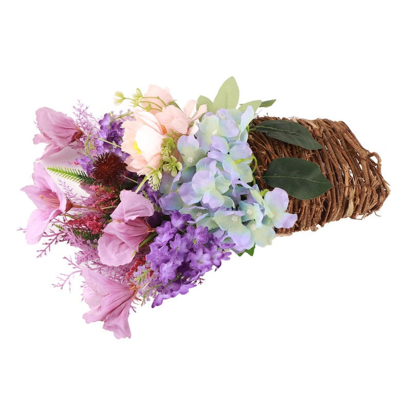 Lavender Basket Wreath for Front Door Artificial Spring Summer Wreath