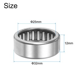 sourcing map HK2512 Needle Roller Bearings Open End, 25x32x12mm Chrome Steel Needle Bearing, P5 (ABEC 5)