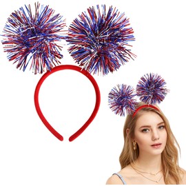 1Pcs 4th of July Headband, Glitter Patriotic Headband, Independence Day Hair Accessories with Shiny Glitter Ribbon Design, USA Hair Supplies, Red White Blue Hairband for Independence Day Parties