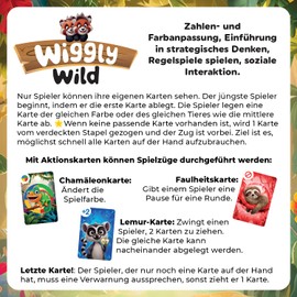 Playever Wherever Wiggly Wild - Funny Card Game for Children from 3 Years | Educational Game with Animals & Colours | Board Game for 2-4 Players | Perfect for Families & Game Evenings