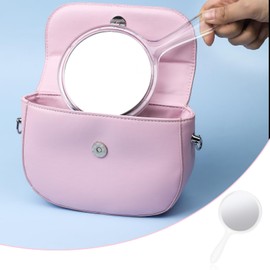 Handspiegel mit Griff, Handspiegel, Runder Make up Handspiegel, 1 -Fach/2 - facher Vergrößerungsspiegel mit Griff, Doppelseitiger Handspiegel (Klar)