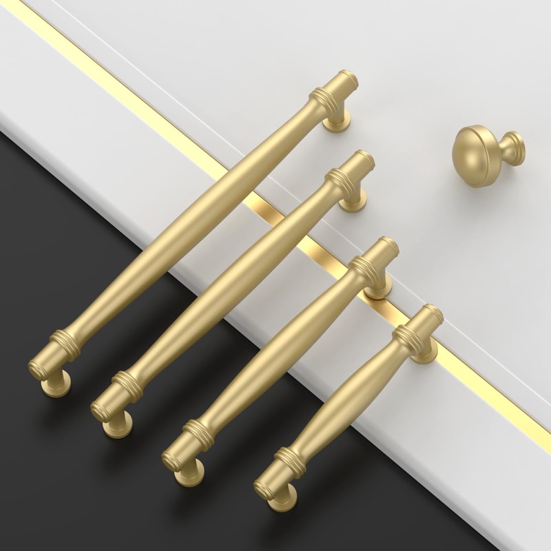 Asidrama 10 Pack 7.5 Inch(192mm) Brushed Gold Cabinet pulls Kitchen