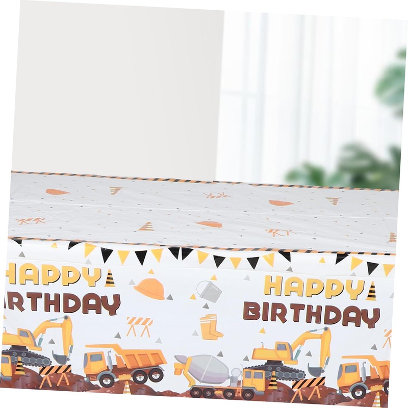 CAXUSD Birthday Party Tablecloth Construction Vehicle Theme Waterproof Plastic Table