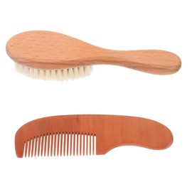 Totority Baby Grooming Kit Wooden Hair Comb Wool Brush Set Newborn to Infant Gentle Scalp Care