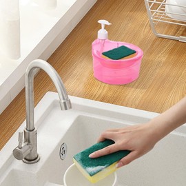 Kitchen Dish Soap Dispenser - Sponge Holder Washing Soap Dispenser,Sponge Holder Sink Dish Washing Soap Dispenser, 2-in-1 Kitchen Sink Countertop Organizer with Sponge