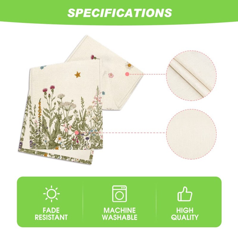 Artoid Mode Antique Herbs and Wild Flowers Summer Table Runner,
