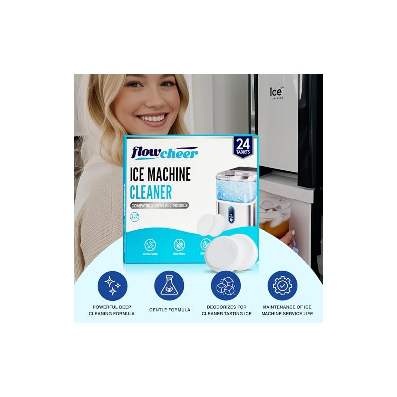 Flowcheer Ice Maker Cleaner Tablets - 24 Count for Efficient