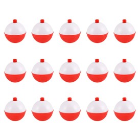 Coopay 15Pcs-50Pcs Fishing Bobbers Floats Set Snap on Float Red/White Push Button Round Buoy Fishing Tackle Accessories Size: 0.5/1/1.25/1.5/2 Inch (2inch-15pcs)