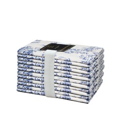 COTTON CRAFT Cloth Napkins - Set of 12-100% Cotton Reusable Country French Toile Dinner Napkin - Everyday Spring Summer Fall Christmas Holiday Party Gift - Soft Absorbent Serviette -18x18 - Blue