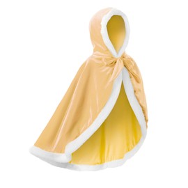 JerrisApparel Girl Cape Wedding Cloak Dress Coat Matching Snow Princess Costume (110, Yellow)
