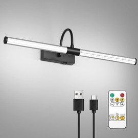 Coinmit Picture Light 5000mAh Battery Operated 24" Wireless Battery Powered Art Light for Wall Remote Control 3 Colors Dimmable for Gallery