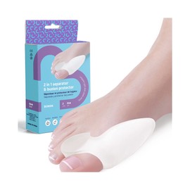 feetbcn 2-in-1 Bunion Protector and Separator. Elastic, soft and moisturising gel. Relieves bunion pain and corrects the position of the toes. 2 units. One size. Made in Spain.