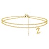 Gold Layered Initial Anklet Bracelets for Women 14K Gold Plated