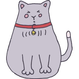 Divine Designs Cute Tubby Chubby Gray Kitty Cat Cartoon Vinyl Decal Sticker (8" Tall)