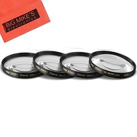 52mm Close-Up Filter Set (+1, 2, 4 and +10 Diopters) Magnification Kit for Canon, Olympus, Pentax, Sony, Sigma, Tamron Digital Cameras and Camcorders + Microfiber Cleaning Cloth