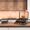 Yoimori Silverware Box, 2-Layer Wooden Silverware Storage Box with Glass