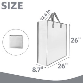 5 Pack Moving Bags, Wreath Storage Bag, Garland Container, Clear Storage Bags with Handles and Zippers Moving Bag for College Carrying, Bedding, Toys Organizer, Under the Bed Storage