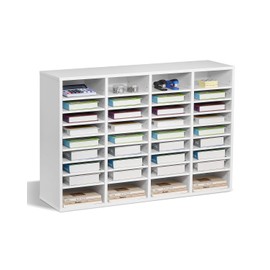VEVOR Literature Organizer, 36 Compartments Office Mailbox with Adjustable Shelves, Wooden Mailbox Sorter Medium Density Fiberboard Office Home Classroom Storage for Files, Documents, Papers, White