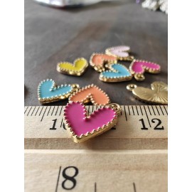 Unbranded 10Pcs Alloy Enamel Light Gold Heart Charms for DIY Crafts Jewelry Making 14x2mm